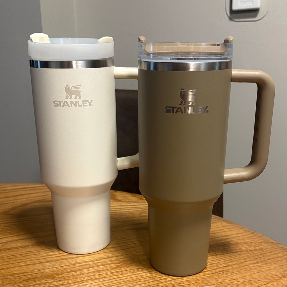 Stanley Cream and Tan Travel Mugs